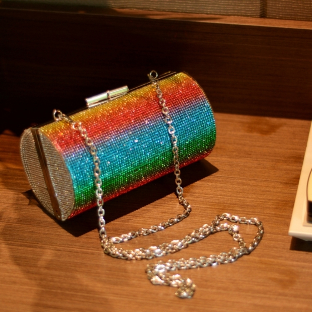 Rainbow Rhinestone Evening Clutch